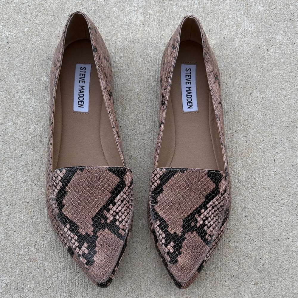 Steve Madden Snakeskin Pattern Flats - Brown and Black